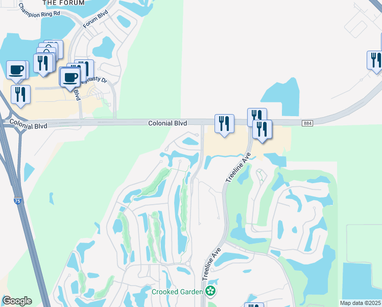 map of restaurants, bars, coffee shops, grocery stores, and more near 9009 Prosperity Way in Fort Myers