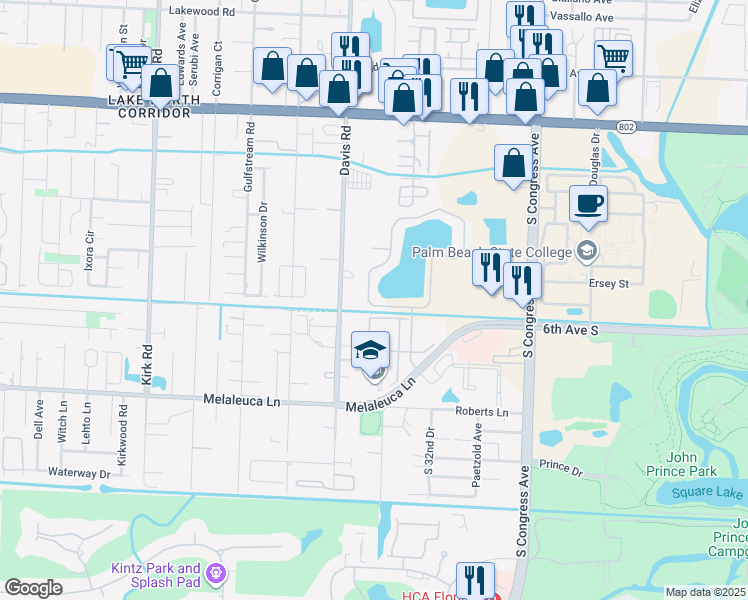 map of restaurants, bars, coffee shops, grocery stores, and more near 4406 Emerald Vista in Lake Worth