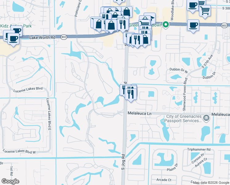 map of restaurants, bars, coffee shops, grocery stores, and more near 4258 Deste Court in Lake Worth