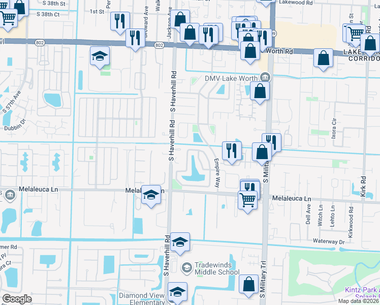 map of restaurants, bars, coffee shops, grocery stores, and more near 4803 Gladiator Circle in Greenacres