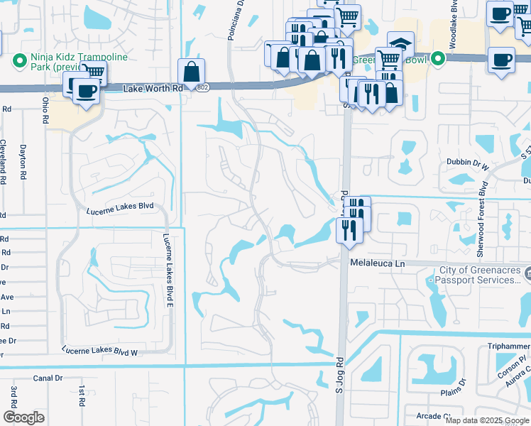 map of restaurants, bars, coffee shops, grocery stores, and more near 4480 Fountains Drive in Lake Worth