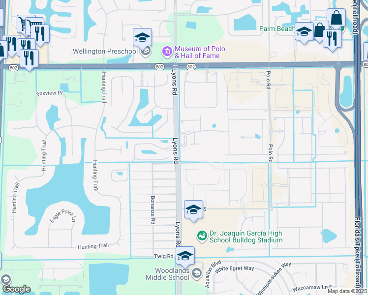 map of restaurants, bars, coffee shops, grocery stores, and more near 4577 Willow Run Way in Lake Worth