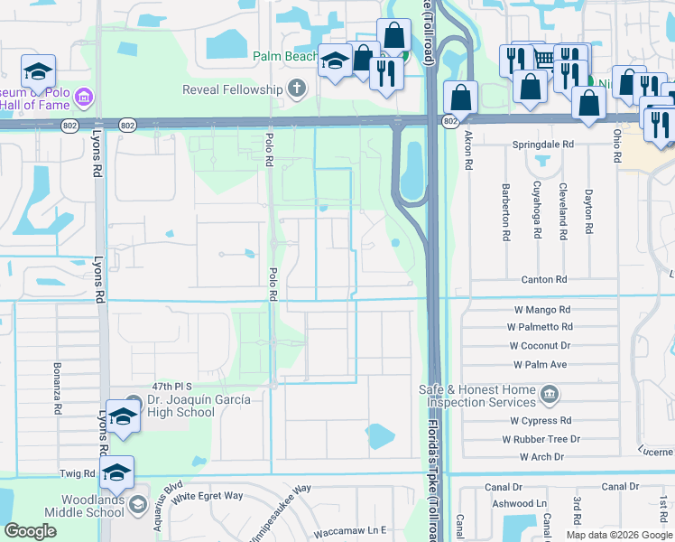 map of restaurants, bars, coffee shops, grocery stores, and more near 4603 San Fratello Circle in Lake Worth