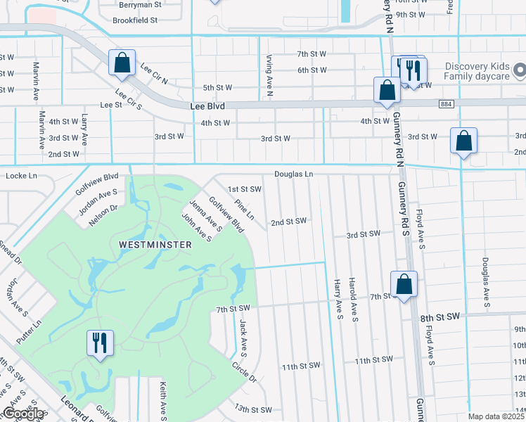 map of restaurants, bars, coffee shops, grocery stores, and more near 126 Ivan Avenue South in Lehigh Acres