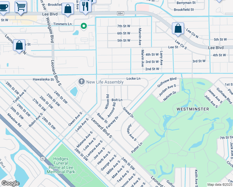 map of restaurants, bars, coffee shops, grocery stores, and more near 2120 Snead Drive in Lehigh Acres