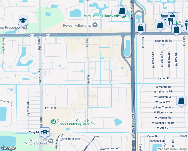 map of restaurants, bars, coffee shops, grocery stores, and more near 4659 Eventing Street in Lake Worth