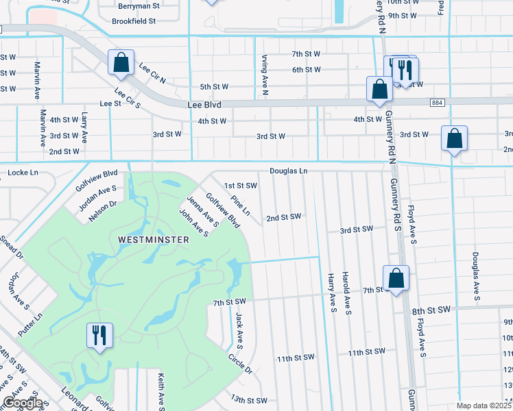 map of restaurants, bars, coffee shops, grocery stores, and more near 118 Ivan Avenue South in Lehigh Acres
