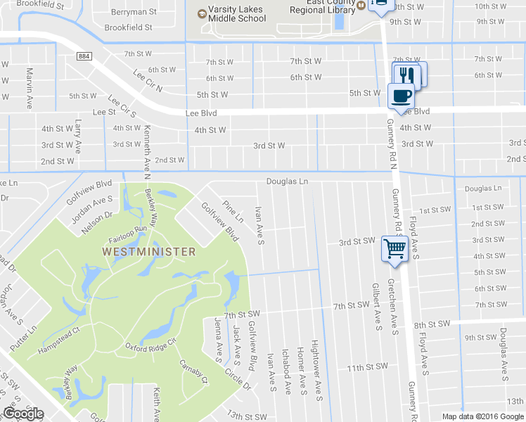 map of restaurants, bars, coffee shops, grocery stores, and more near 121 Ivan Avenue South in Lehigh Acres
