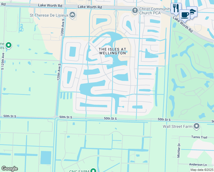 map of restaurants, bars, coffee shops, grocery stores, and more near 4693 Sugar Beach Way in Wellington