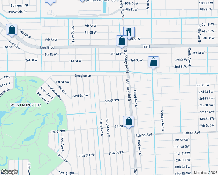 map of restaurants, bars, coffee shops, grocery stores, and more near 118 Gordon Avenue South in Lehigh Acres