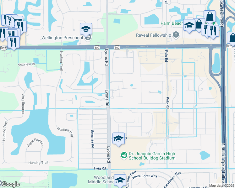 map of restaurants, bars, coffee shops, grocery stores, and more near 4577 Willow Run Way in Lake Worth