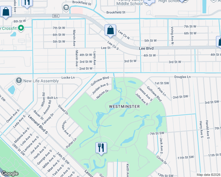 map of restaurants, bars, coffee shops, grocery stores, and more near 4774 Nelson Drive in Lehigh Acres