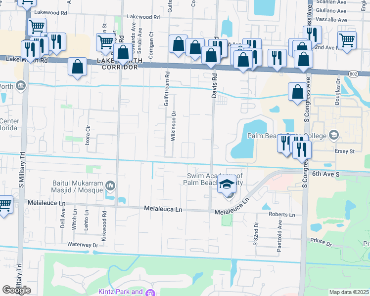 map of restaurants, bars, coffee shops, grocery stores, and more near 4409 Coconut Road in Lake Worth
