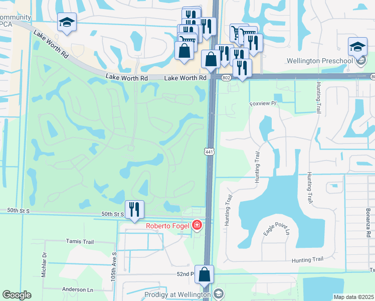 map of restaurants, bars, coffee shops, grocery stores, and more near 4710 Carlton Golf Drive in Lake Worth