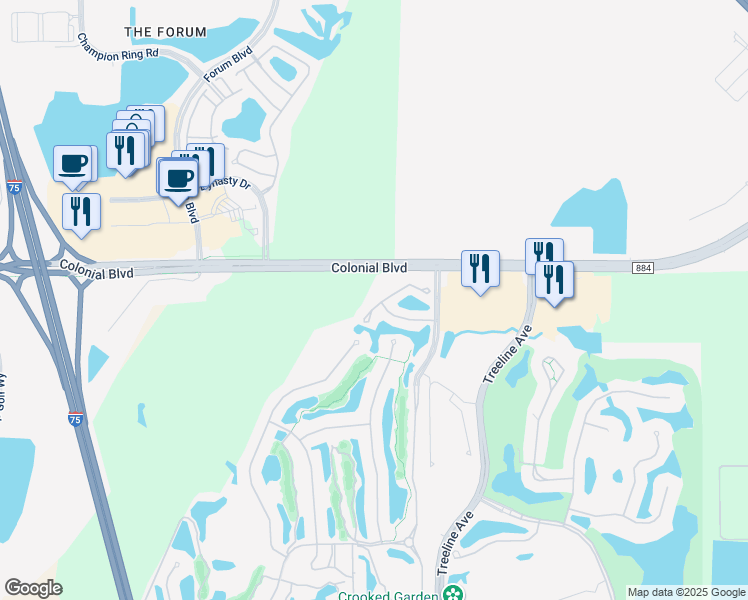 map of restaurants, bars, coffee shops, grocery stores, and more near 9060 Triangle Palms Lane in Fort Myers