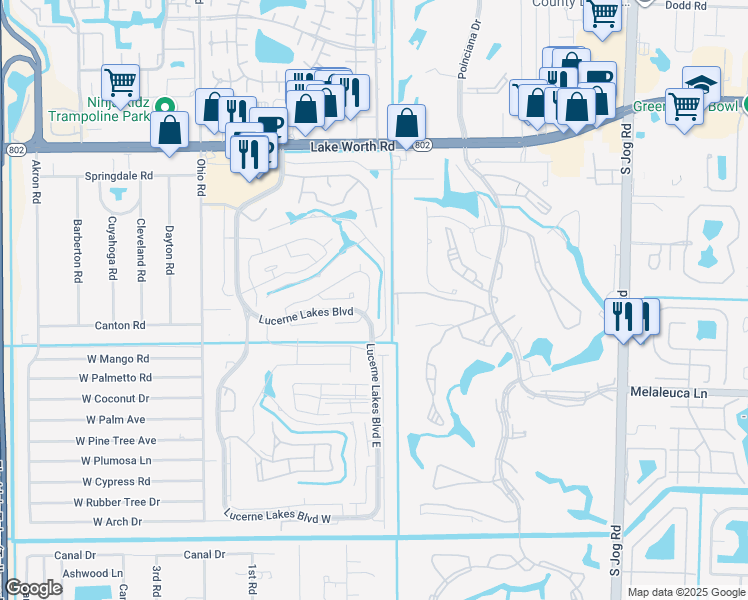 map of restaurants, bars, coffee shops, grocery stores, and more near 7240 Pine Forest Circle in Lake Worth