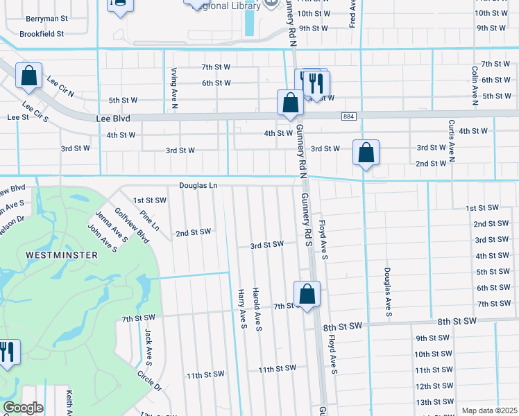 map of restaurants, bars, coffee shops, grocery stores, and more near 118 Gordon Avenue South in Lehigh Acres