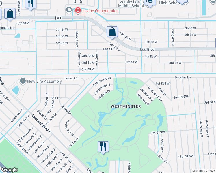 map of restaurants, bars, coffee shops, grocery stores, and more near 4774 Nelson Drive in Lehigh Acres