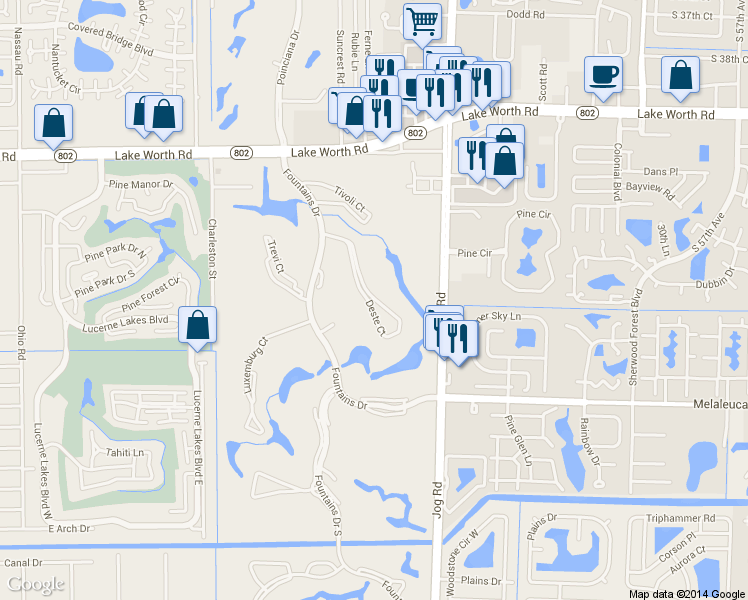 map of restaurants, bars, coffee shops, grocery stores, and more near 4244 Deste Court in Lake Worth