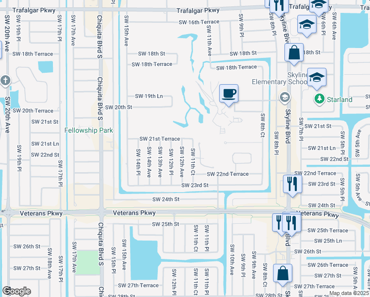 map of restaurants, bars, coffee shops, grocery stores, and more near 2136 Southwest 12th Avenue in Cape Coral