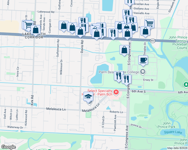 map of restaurants, bars, coffee shops, grocery stores, and more near 4364 Emerald Vista in Lake Worth