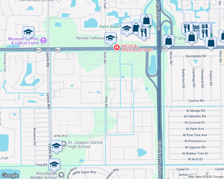 map of restaurants, bars, coffee shops, grocery stores, and more near 4659 Eventing Street in Lake Worth