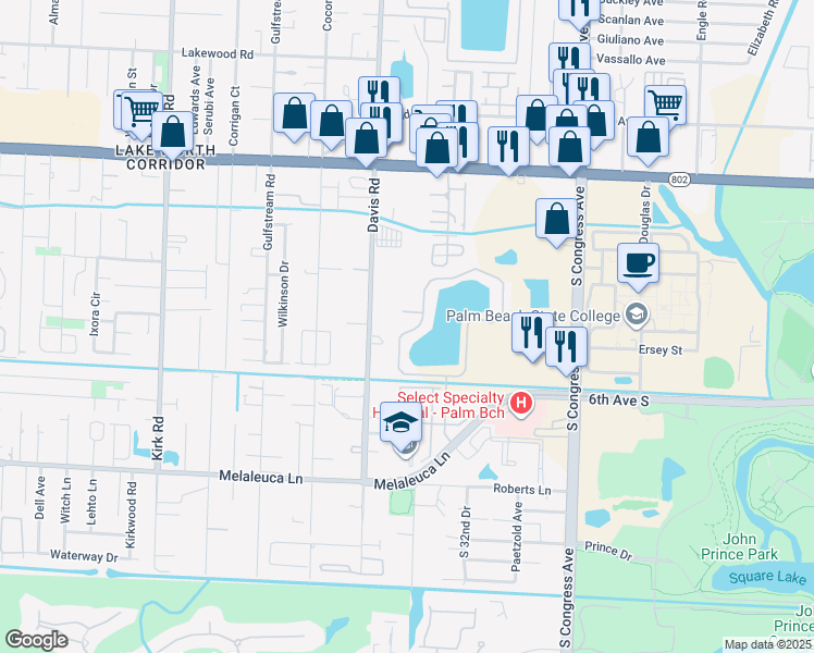 map of restaurants, bars, coffee shops, grocery stores, and more near 4369 Emerald Vista in Lake Worth