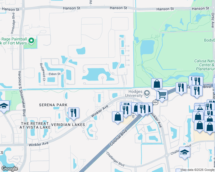 map of restaurants, bars, coffee shops, grocery stores, and more near 4312 Avian Avenue in Fort Myers