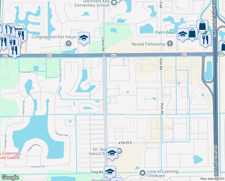 map of restaurants, bars, coffee shops, grocery stores, and more near 9032 Gulf Cove Drive in Lake Worth