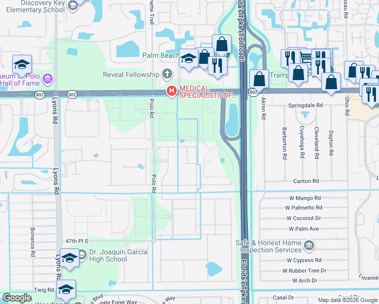 map of restaurants, bars, coffee shops, grocery stores, and more near 4573 San Fratello Circle in Lake Worth