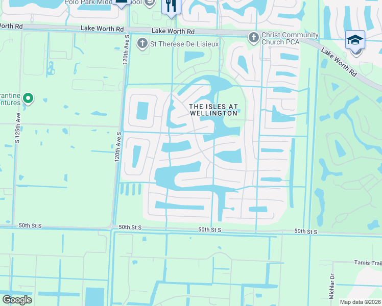 map of restaurants, bars, coffee shops, grocery stores, and more near 4585 Island Reef Drive in Wellington
