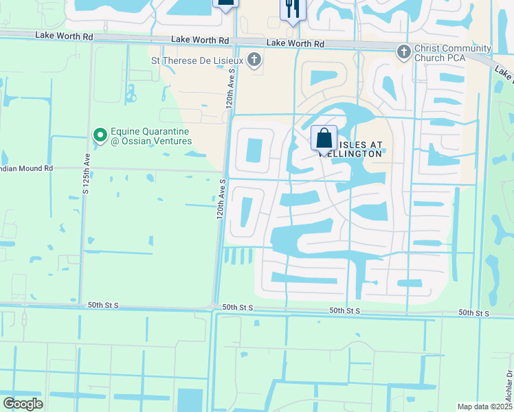 map of restaurants, bars, coffee shops, grocery stores, and more near 4621 Windward Cove Lane in Wellington