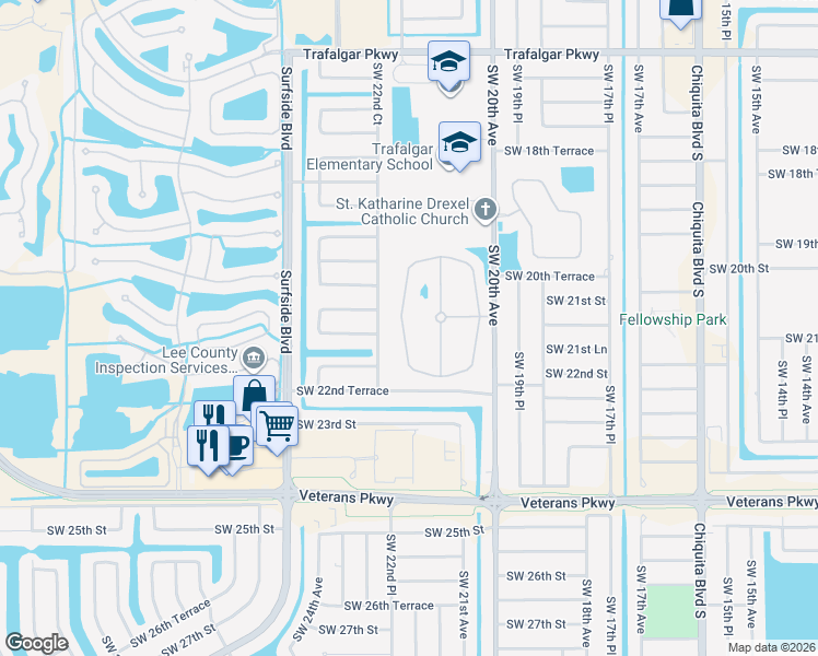 map of restaurants, bars, coffee shops, grocery stores, and more near 2164 Cape Heather Circle in Cape Coral