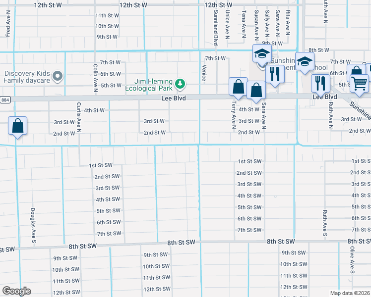 map of restaurants, bars, coffee shops, grocery stores, and more near 50 Wanda Avenue South in Lehigh Acres
