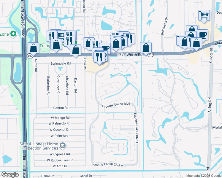 map of restaurants, bars, coffee shops, grocery stores, and more near 4473 Pine Garden Lane in Lake Worth