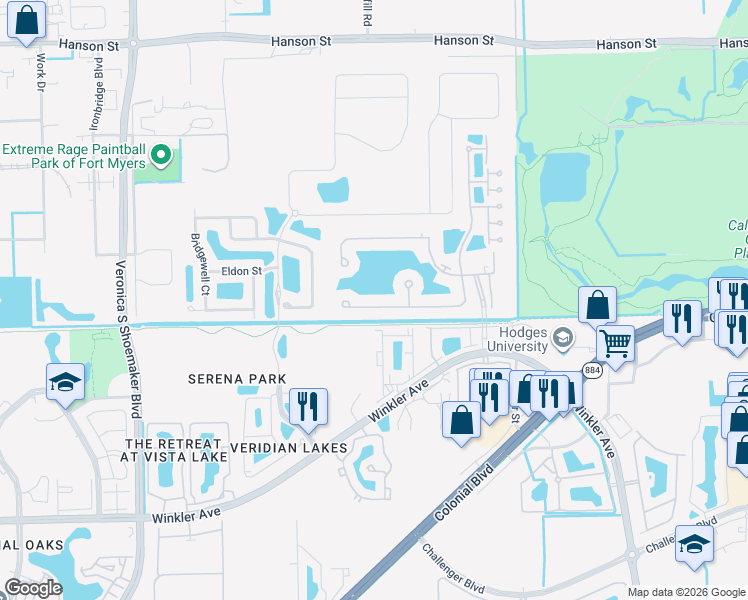 map of restaurants, bars, coffee shops, grocery stores, and more near 4247 Avian Avenue in Fort Myers