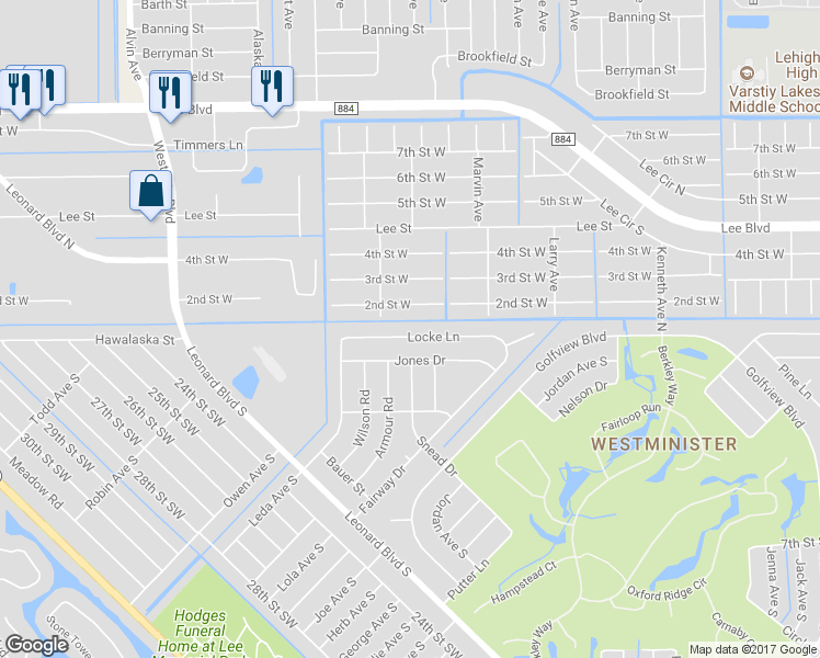 map of restaurants, bars, coffee shops, grocery stores, and more near 5048 Locke Lane in Lehigh Acres