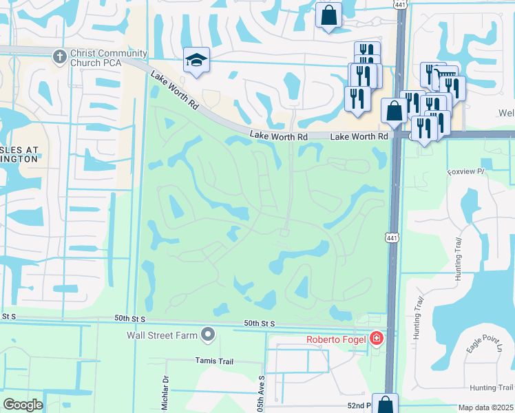 map of restaurants, bars, coffee shops, grocery stores, and more near 4325 Kensington Park Way in Lake Worth