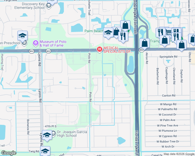 map of restaurants, bars, coffee shops, grocery stores, and more near 4503 San Fratello Circle in Lake Worth