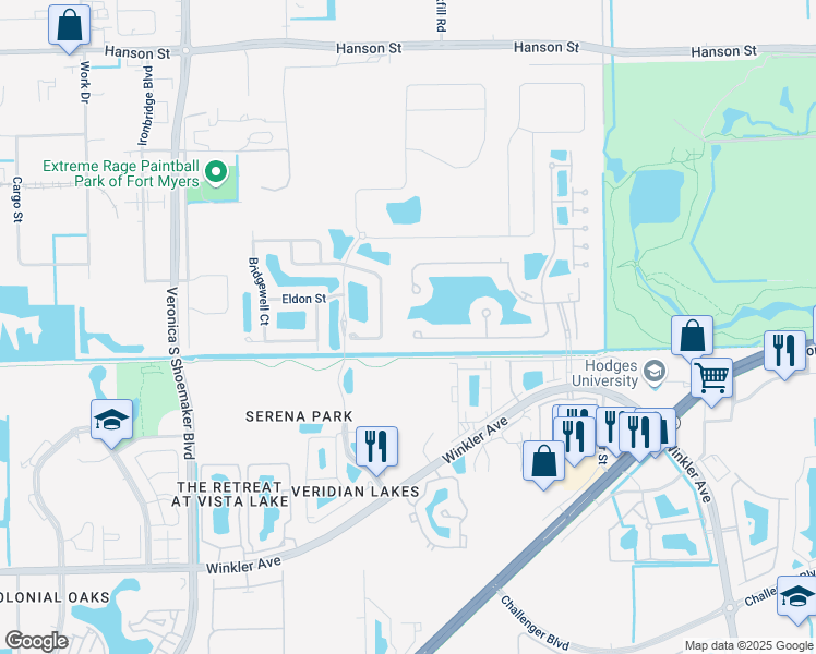 map of restaurants, bars, coffee shops, grocery stores, and more near 4202 Avian Avenue in Fort Myers