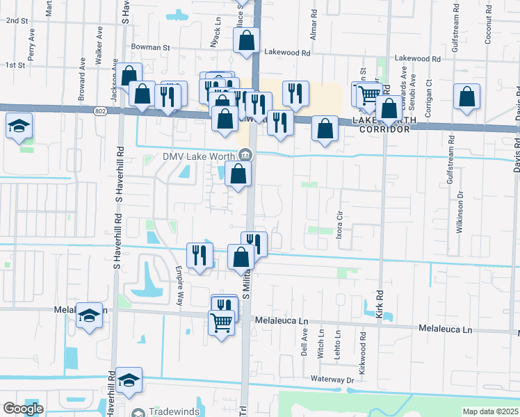 map of restaurants, bars, coffee shops, grocery stores, and more near 4385 Berkshire Wharf Drive in Lake Worth