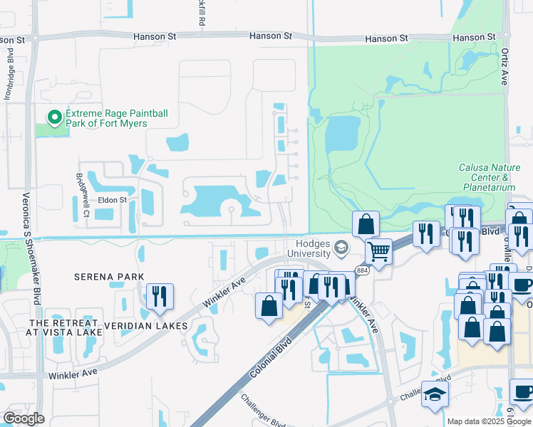 map of restaurants, bars, coffee shops, grocery stores, and more near 4335 Avian Avenue in Fort Myers