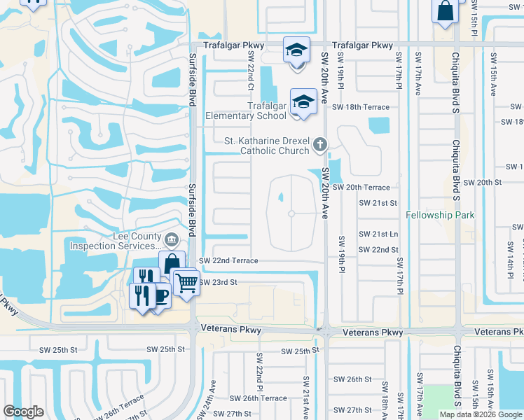 map of restaurants, bars, coffee shops, grocery stores, and more near 2164 Cape Heather Circle in Cape Coral