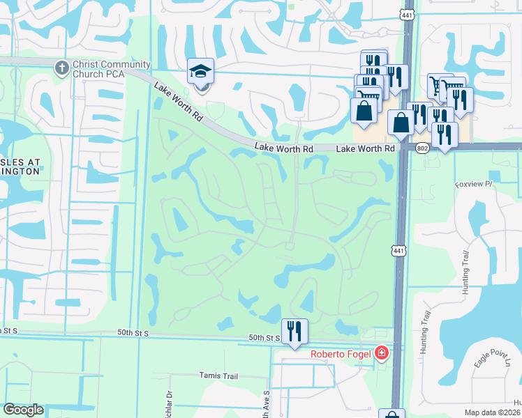 map of restaurants, bars, coffee shops, grocery stores, and more near 4341 Kensington Park Way in Lake Worth
