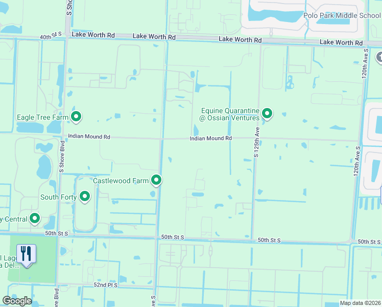 map of restaurants, bars, coffee shops, grocery stores, and more near 12850 Indian Mound Road in Wellington