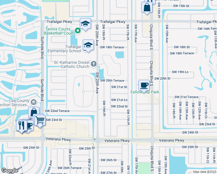 map of restaurants, bars, coffee shops, grocery stores, and more near 2017 Southwest 19th Place in Cape Coral