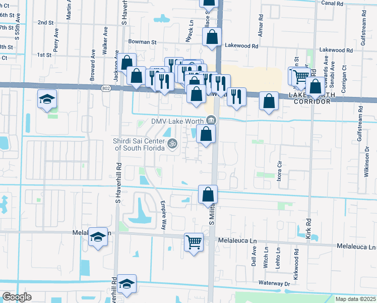 map of restaurants, bars, coffee shops, grocery stores, and more near 4240 Landar Drive in Lake Worth
