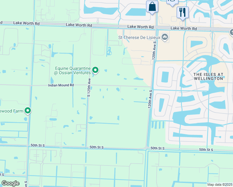 map of restaurants, bars, coffee shops, grocery stores, and more near 12268 Indian Mound Road in Wellington