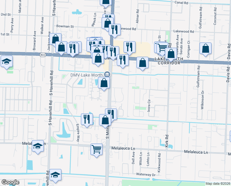 map of restaurants, bars, coffee shops, grocery stores, and more near 4312 Berkshire Wharf Drive in Lake Worth