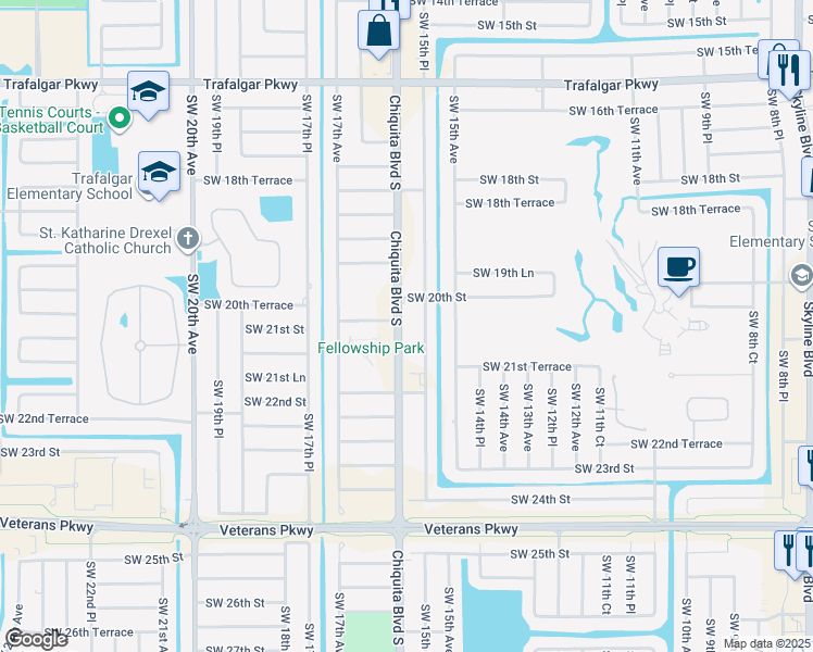 map of restaurants, bars, coffee shops, grocery stores, and more near 2010 Southwest 15th Place in Cape Coral